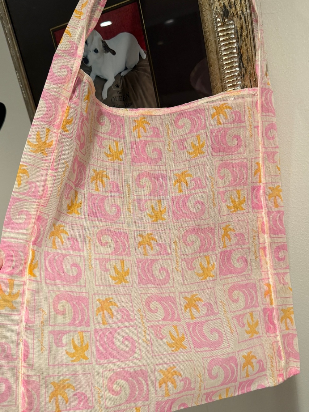Free People Pink & Yellow Palm Print Tote